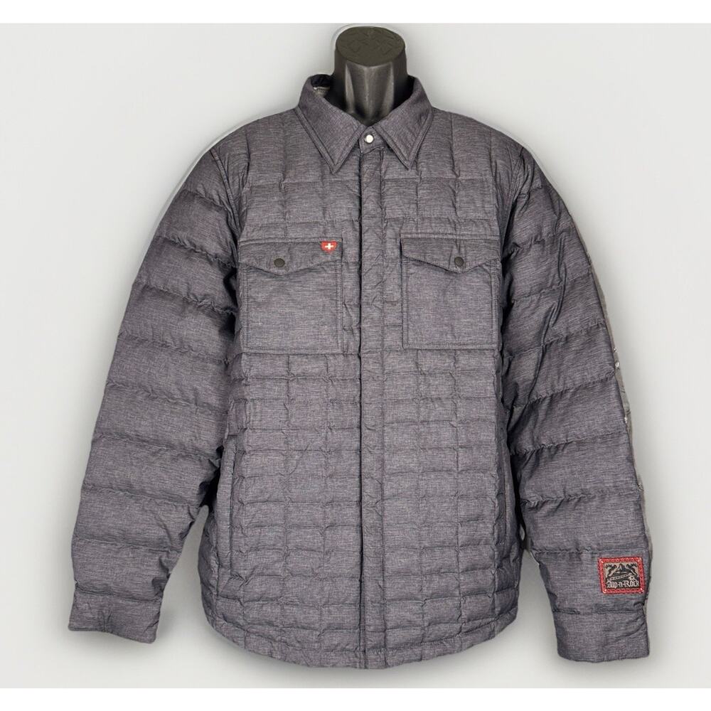 Alp-n-Rock Down Quilted‎ Shirt Jacket Men's XXL 5 Outdoors Dark Gray Button Snap